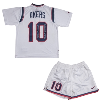 1996 Michelle Akers Olympics Match Worn and Signed Jersey & Shorts - Photo Matched to the Olympic Finals Game Aug 1, 1996 vs. China (Akers LOA & Sports Investors Authentication)